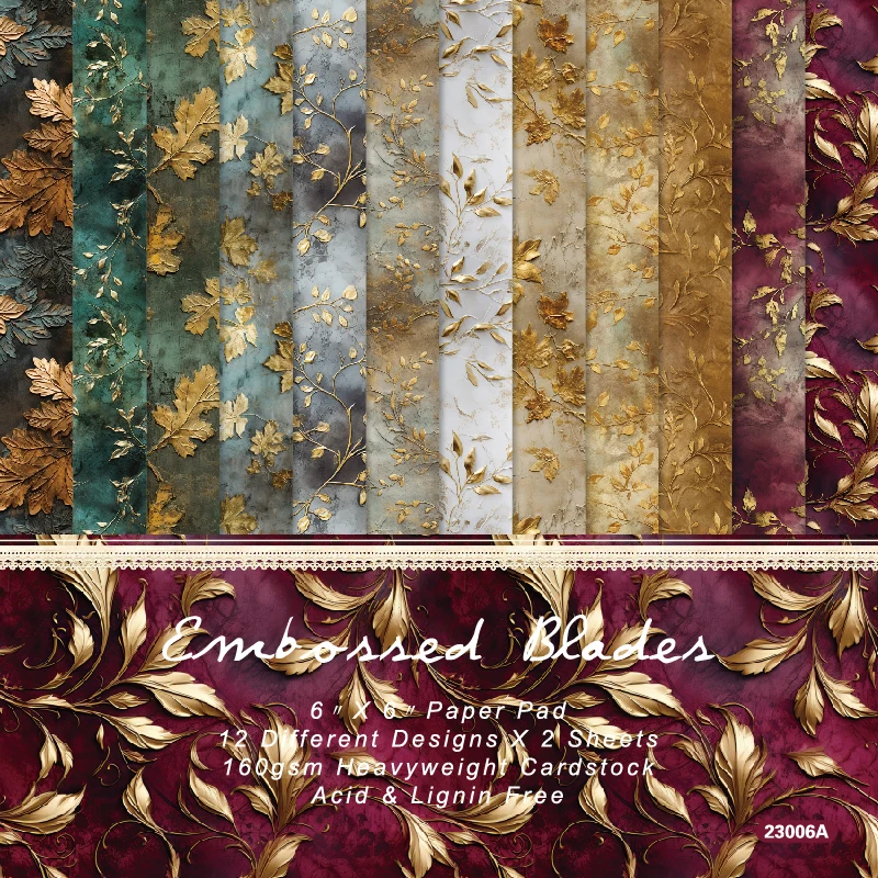 Golden Leaves Scrapbook Card Journal Craft Cardstock Paper