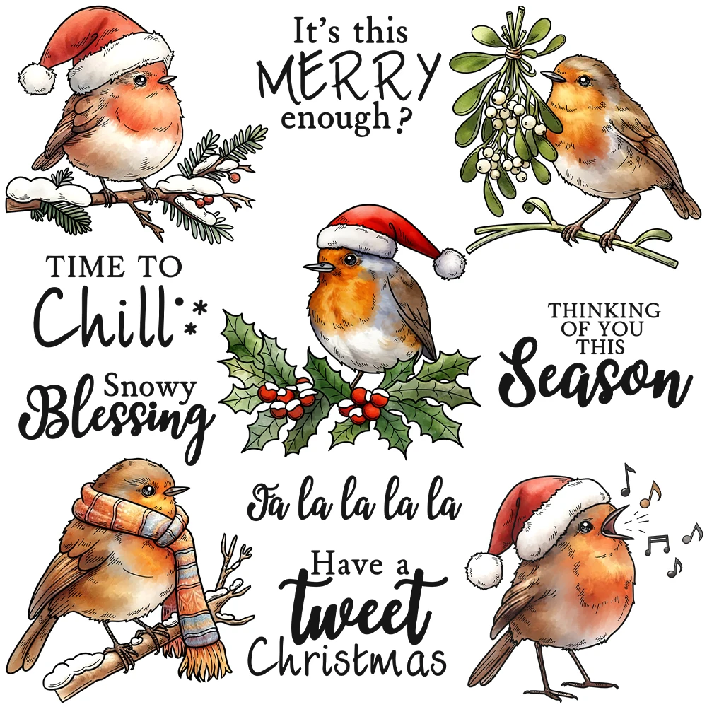 Have a Tweet Christmas Birds Snowy Blessings Metal Cutting Dies Clear Stamps