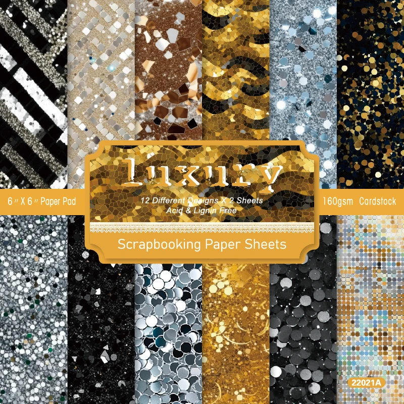 Gold Silver Glitter Dots Scrapbook Card Journal Craft Cardstock Paper