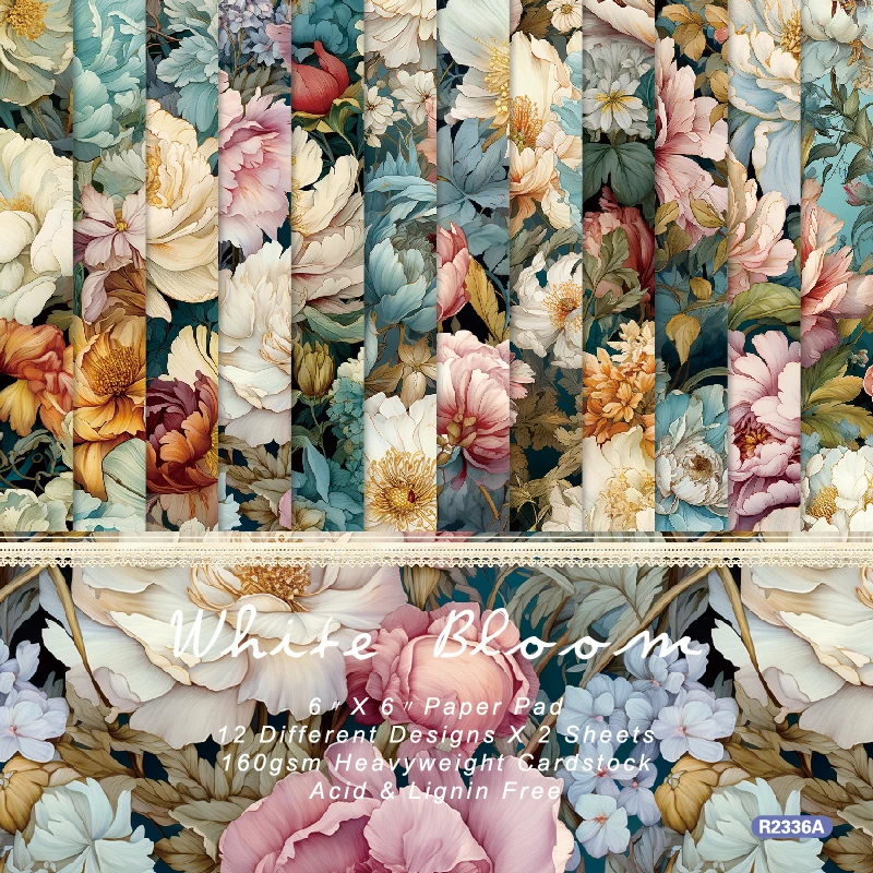Big Beautiful Blooming Flowers Scrapbook Card Journal Craft Paper