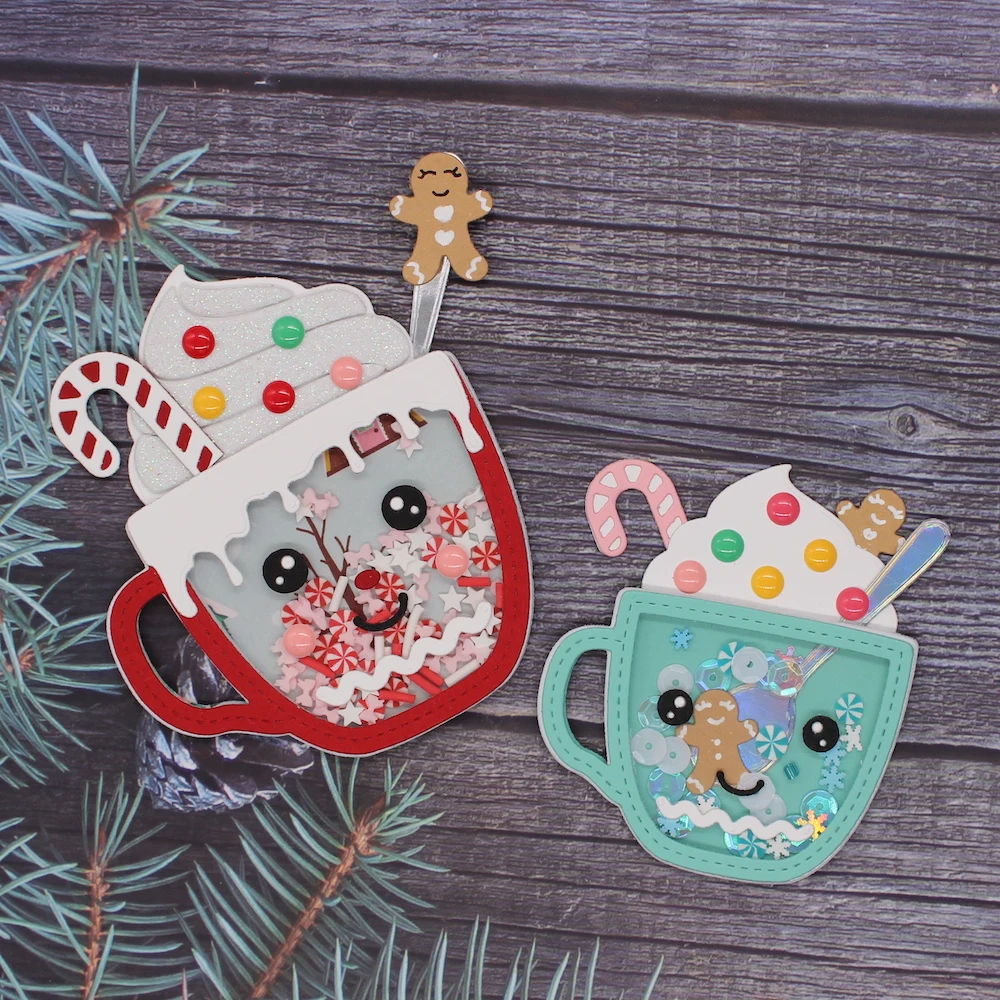 Christmas Kawaii Mugs Spoon Candy Cane Gingerbread Metal Cutting Dies Craft