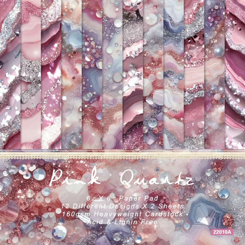 Pink Quartz Geode Glitter Layers Pearls Scrapbook Card Craft Cardstock Paper