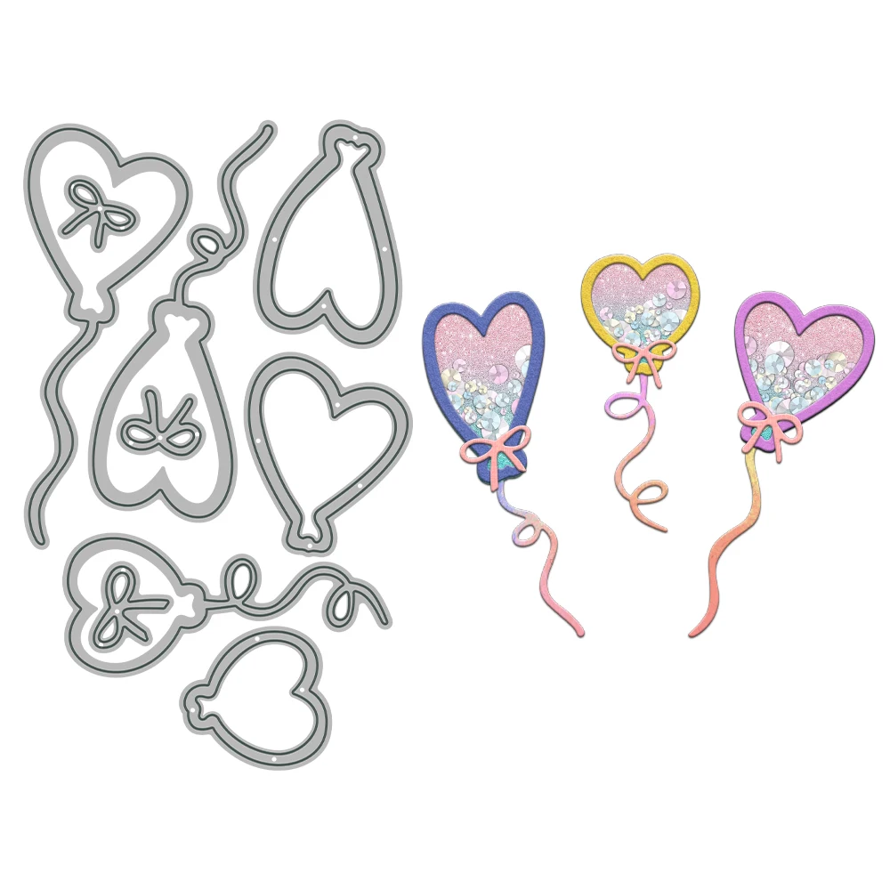 Valentine's Day Heart Balloons Shaker Metal Cutting Dies Scrapbooking Card Craft