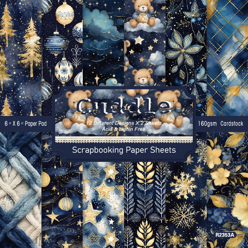 Winter Christmas Night Stars Teddy Bear Cloud Scrapbook Craft Cardstock Paper