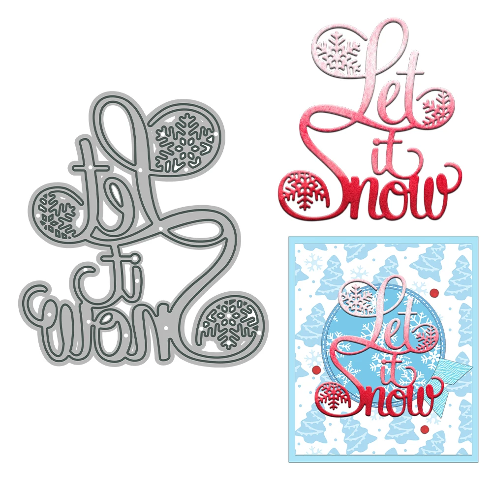 Christmas Winter Let It Snow Phrase Words Metal Cutting Dies Card Craft