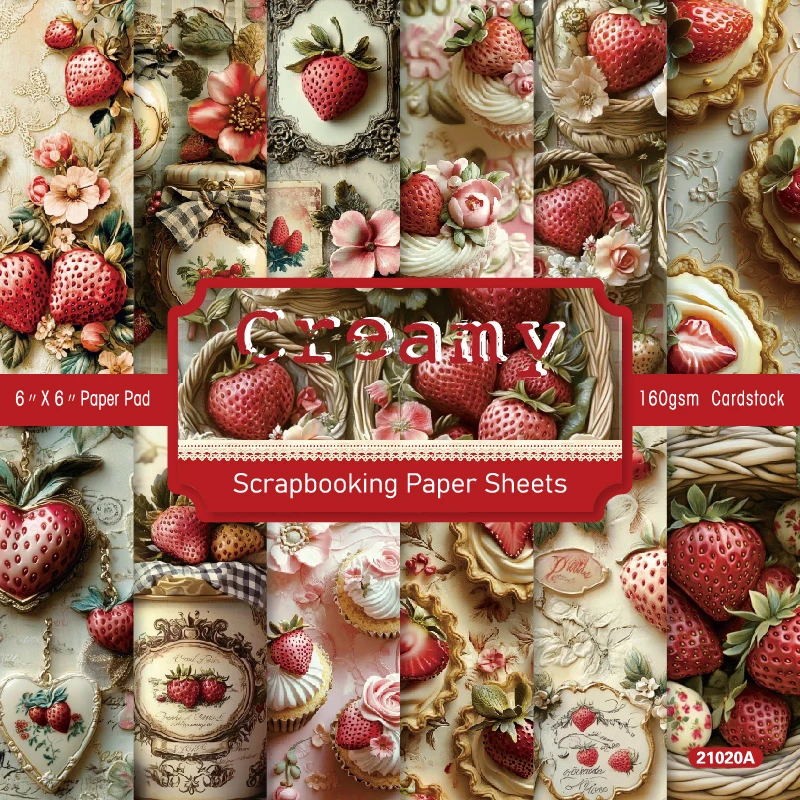 Strawberry Cream Cake Cupcakes Jam Scrapbook Card Journal Craft Cardstock Paper