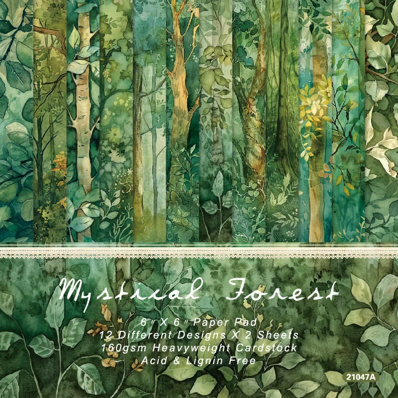 Green Forest Trees Leaves Evergreens Scrapbook Card Craft Cardstock Paper
