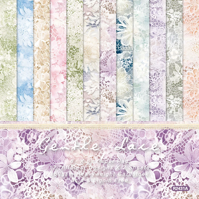 Floral Lace Colorful Backgrounds Scrapbook Card Journal Craft Cardstock Paper