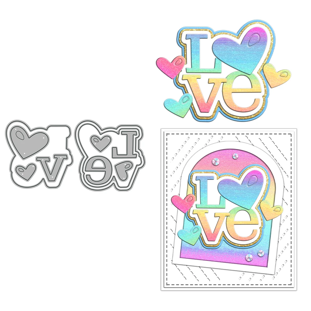 Valentine's Day Love Word Hearts Metal Cutting Dies Scrapbooking Card Craft
