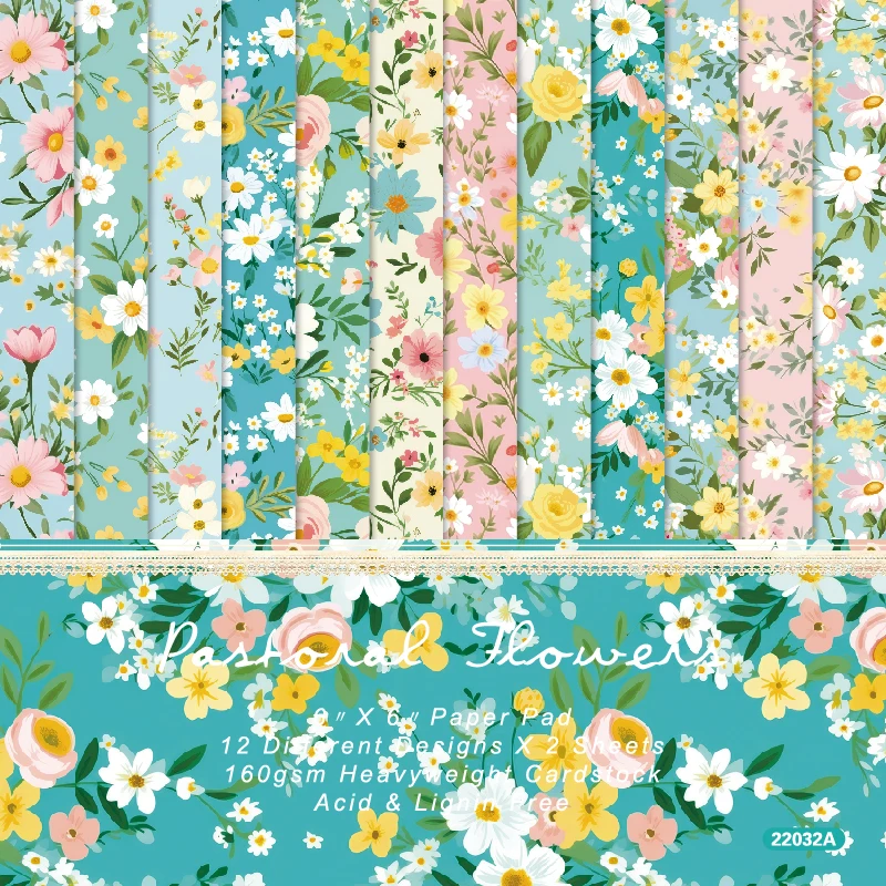 Lovely Spring Colorful Flowers Scrapbook Card Journal Craft Cardstock Paper