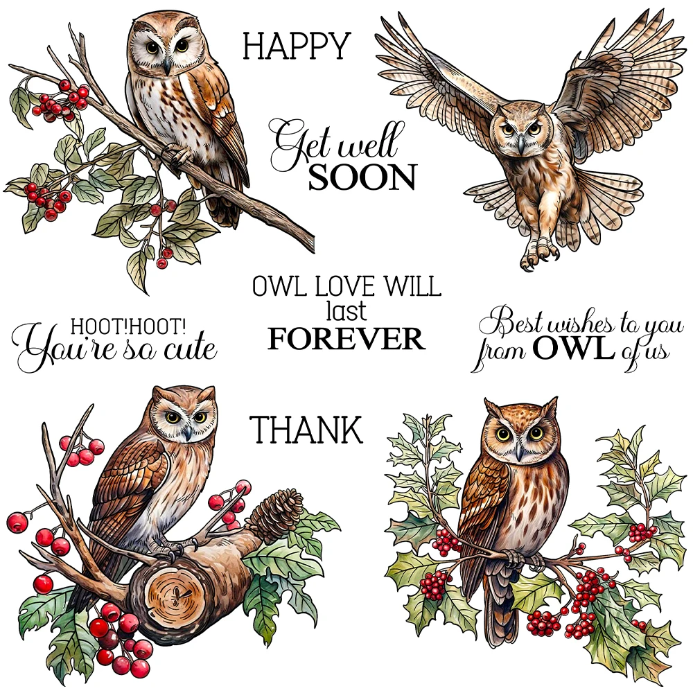 Winter Owls Hoot Hoot You're so Owl Love Will Last Forever Cute Clear Stamps