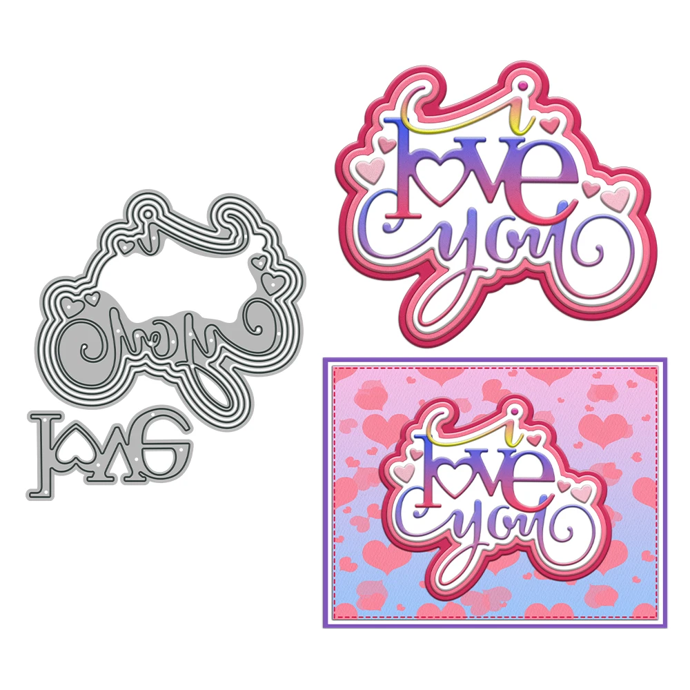 Valentine's Day I Love You Phrase Fancy Heart Metal Cutting Dies Card Craft