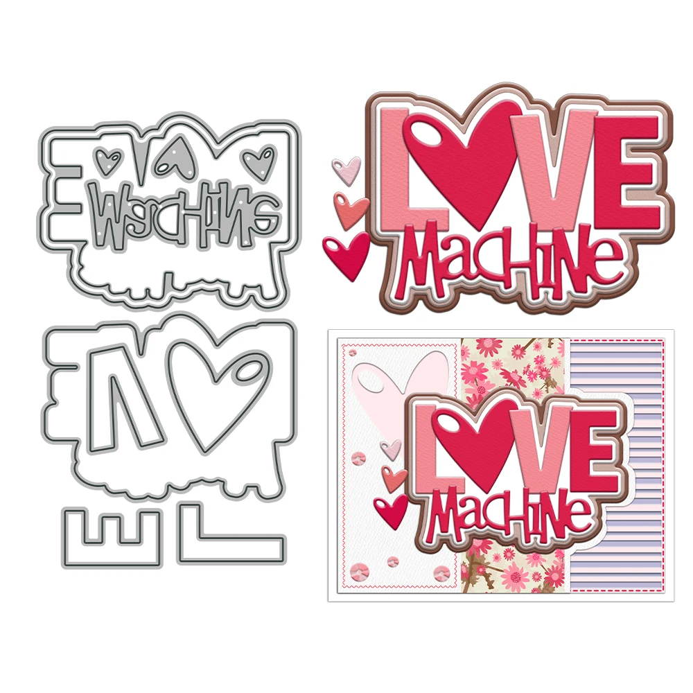 Valentine's Day Love Machine Words Metal Cutting Dies Scrapbooking Card Craft