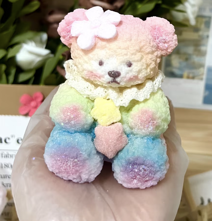 Furry Colorful Teddy Bear Squishy Squeezable Anxiety Stress Relive Fidget Toys