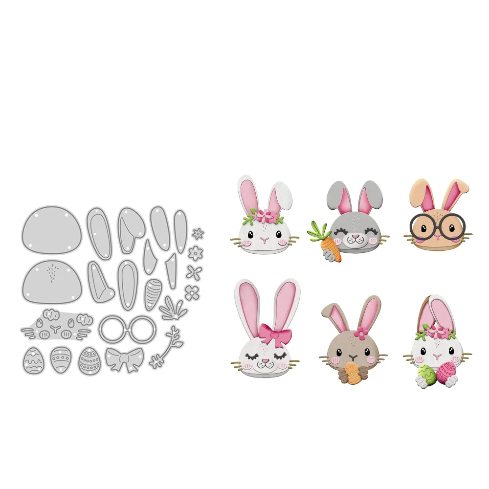 MangoCraft Happy Easter Rabbits Bunny Cutting Dies DIY Scrapbooking Supplies Metal Dies Knife Mold For Card Making Albums Decor