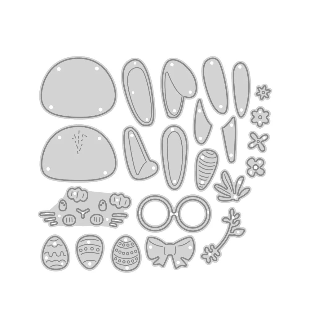 MangoCraft Happy Easter Rabbits Bunny Cutting Dies DIY Scrapbooking Supplies Metal Dies Knife Mold For Card Making Albums Decor