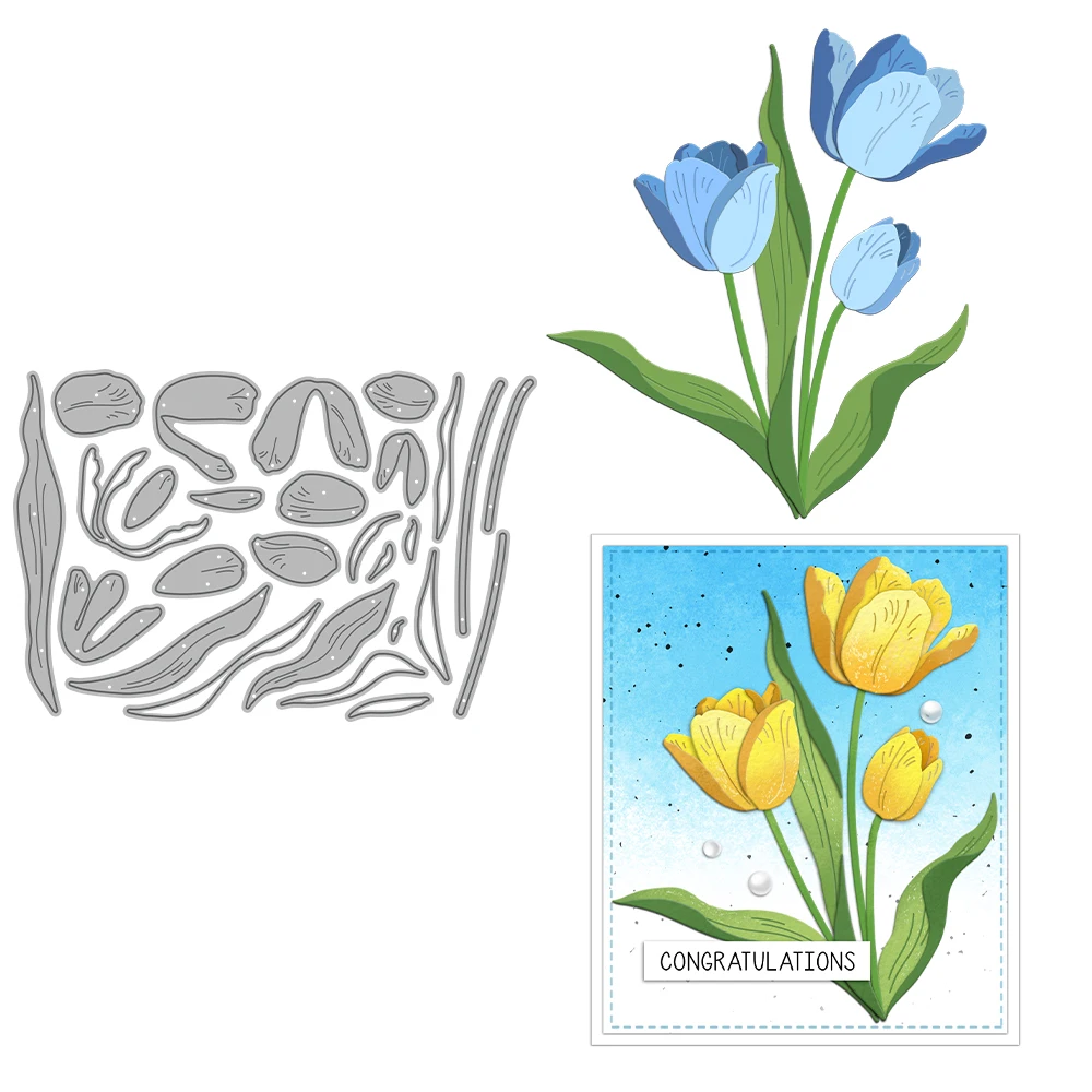 Big Lovely Tulip Flowers Metal Cutting Dies Scrapbooking Card Making Craft
