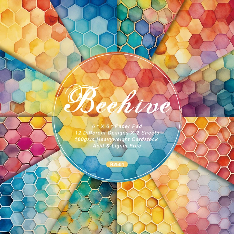 Colorful Rainbow Honeycomb Scrapbook Card Journal Craft Cardstock Paper