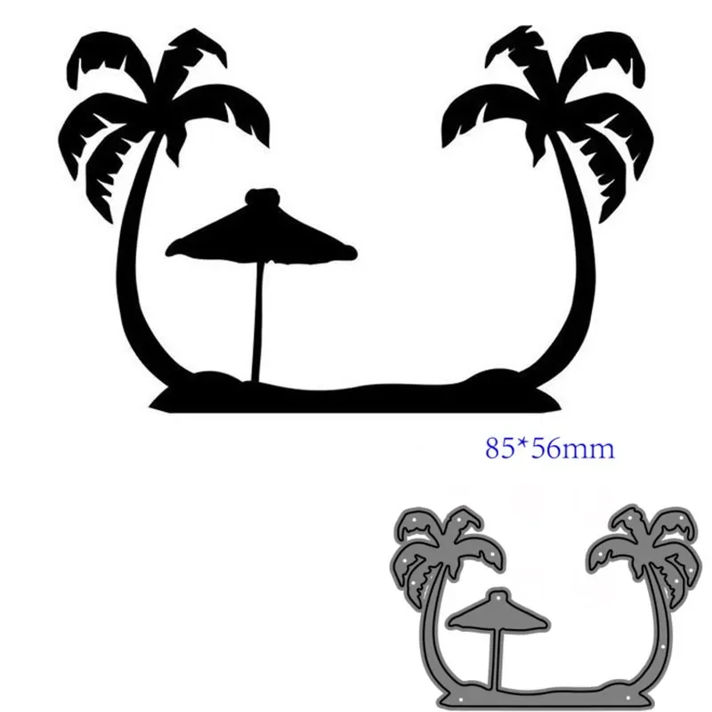 Beach Umbrella Palm Trees Metal Cutting Dies Scrapbooking Card Craft