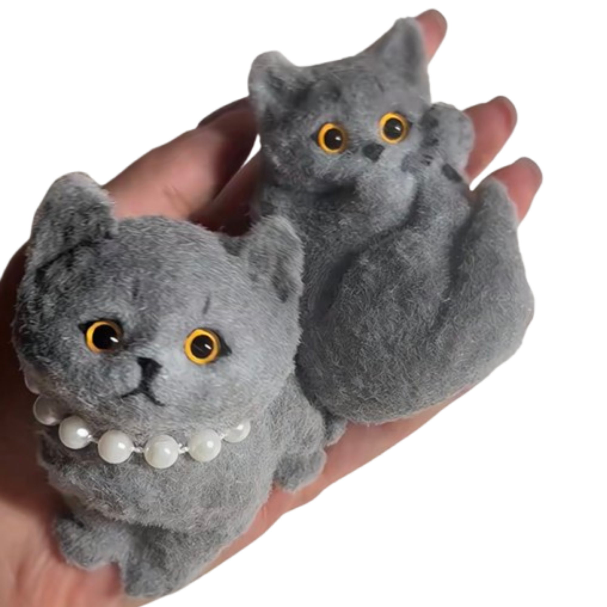 Furry Sitting Laying Grey Cat Squishy Squeeze Anxiety Stress Relief Fidget Toy