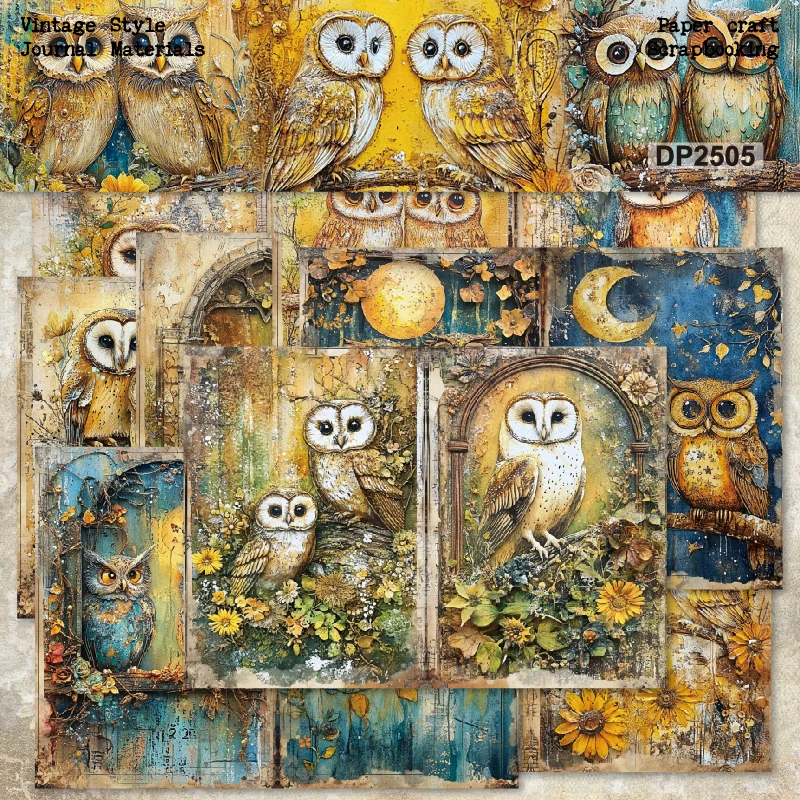Owls Flowers A5 Scrapbook Card Journal Craft Paper