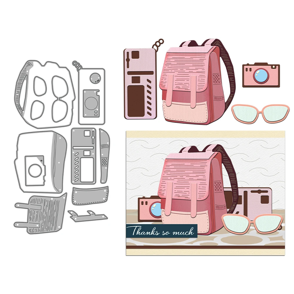 Backpack Sunglasses Smartphone Camera Metal Cutting Dies Scrapbook Card Craft