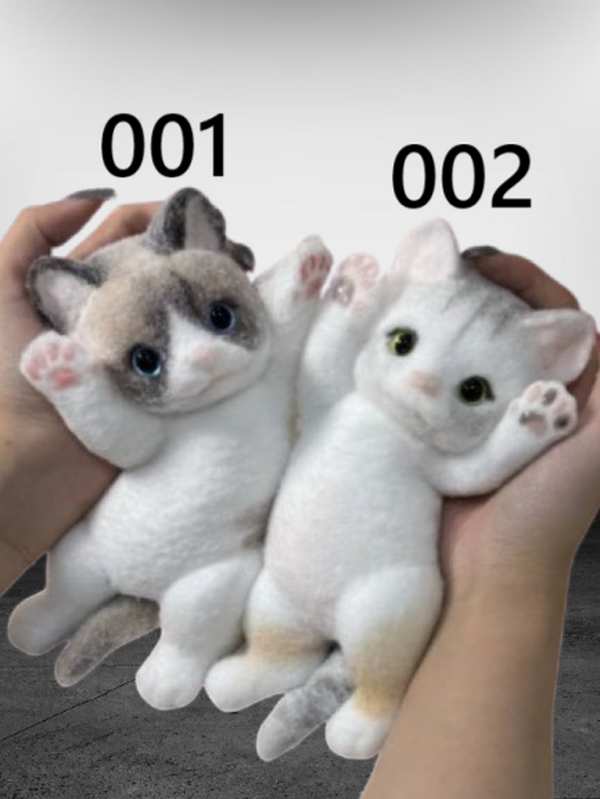 Handmade Chubby Furry Laying Cat Squishy Squeezable Stress Relive Fidget Toys