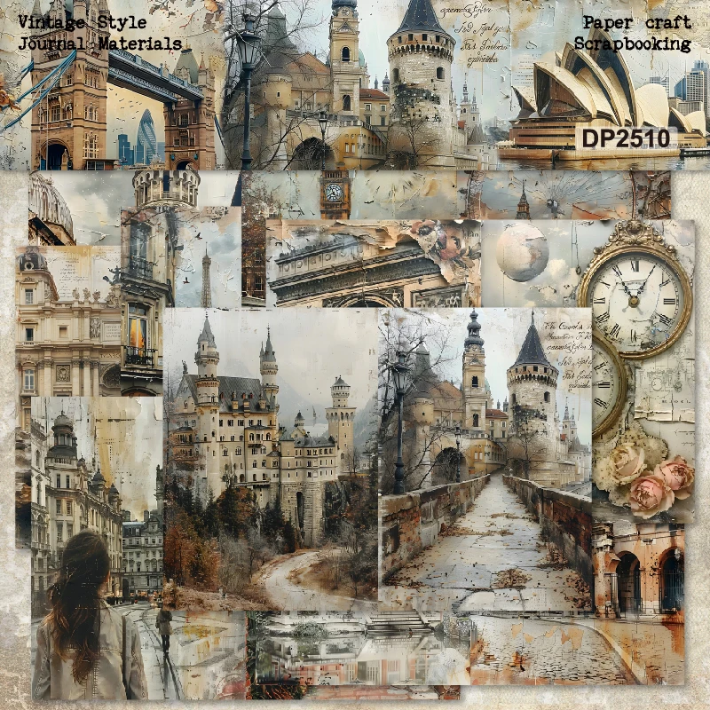 Panalisacraft 8 sheets A5 size Vintage Style Scrapbooking patterned paper Fancy Card Pack Light weight Craft Paper Card