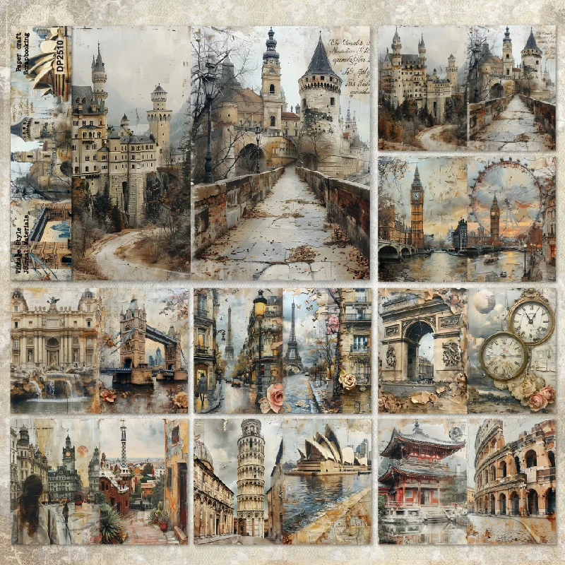 Panalisacraft 8 sheets A5 size Vintage Style Scrapbooking patterned paper Fancy Card Pack Light weight Craft Paper Card