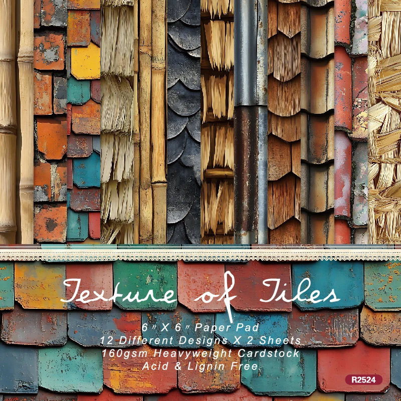 Shingles Tiles Straw Bamboo Roofing Scrapbook Card Journal Craft Cardstock Paper