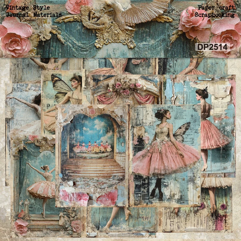 Panalisacraft 8 sheets A5 size Vintage Style Scrapbooking patterned paper Fancy Card Pack Light weight Craft Paper Card