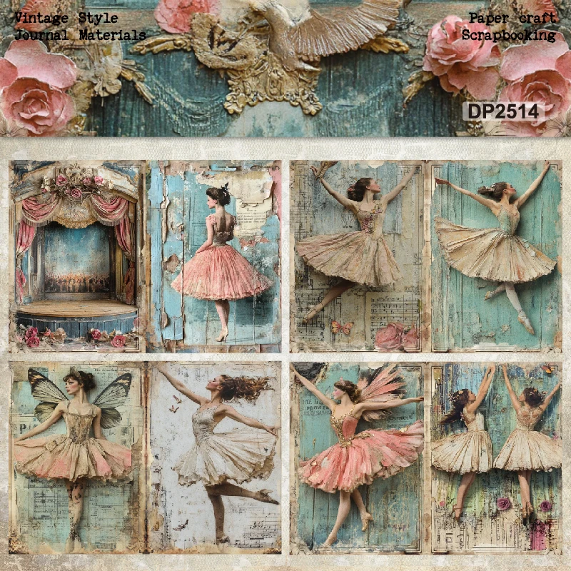 Panalisacraft 8 sheets A5 size Vintage Style Scrapbooking patterned paper Fancy Card Pack Light weight Craft Paper Card