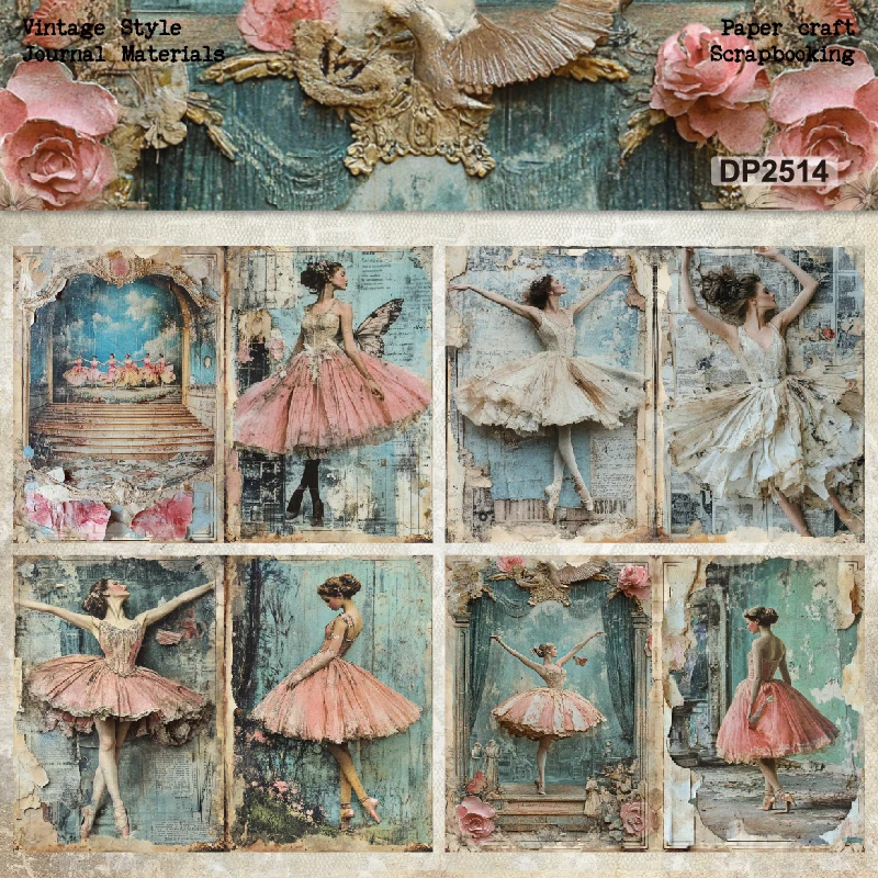 Panalisacraft 8 sheets A5 size Vintage Style Scrapbooking patterned paper Fancy Card Pack Light weight Craft Paper Card
