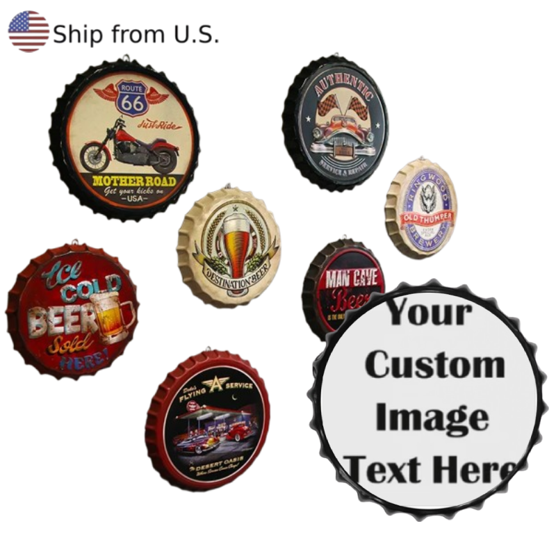 Customize Metal Sign Beer Decor Bottle Cap Home Bar Wall Decor Art Tin Plaque