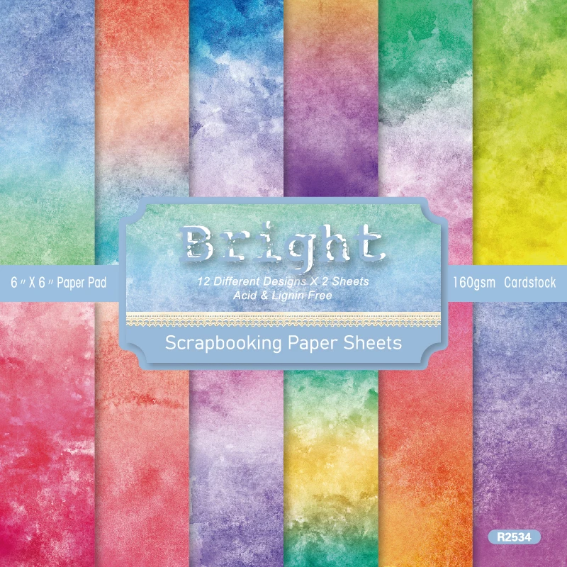 Rainbow Watercolors Gradients Scrapbook Card Journal Craft Cardstock Paper