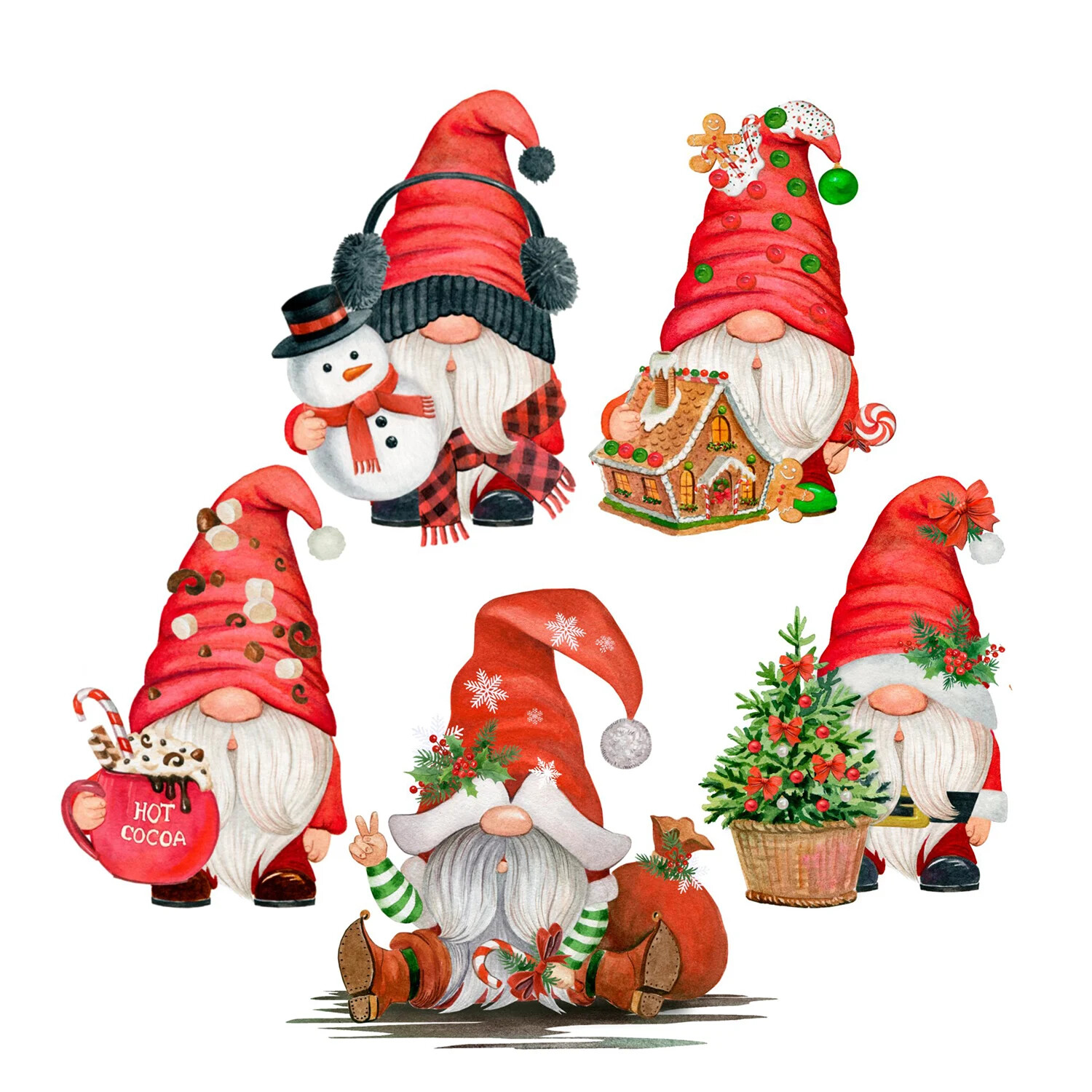 Christmas Gnomes Snowman Gingerbread House Tree Hot Cocoa Metal Cutting Dies