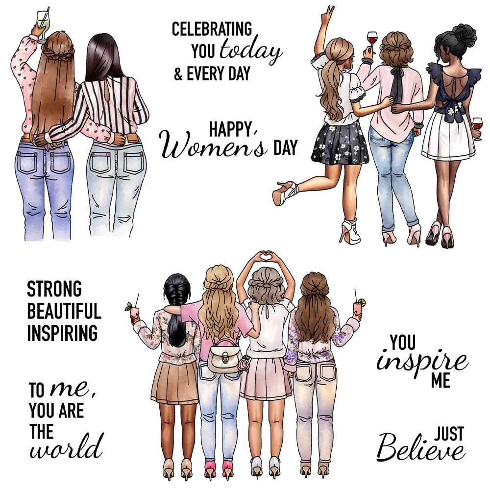 Friendship Girls Strong Beautiful Inspiring Metal Cutting Dies Clear Stamps