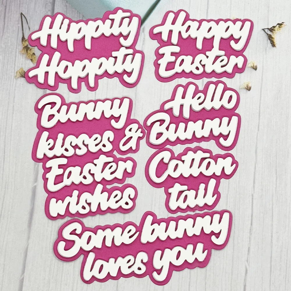 Easter Sentiments Phrases Metal Cutting Dies Scrapbooking Card Craft