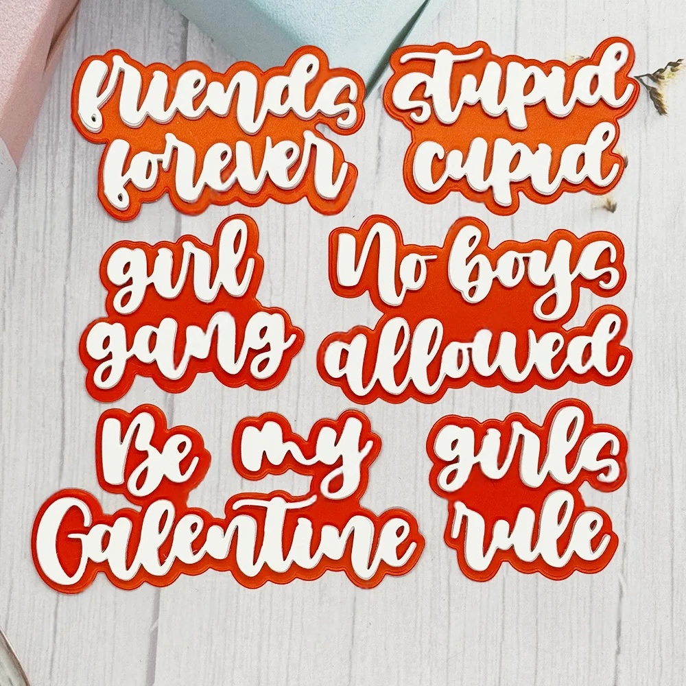 Friends Forever Girl Gang Galentine No Boys Allowed Metal Cutting Dies Craft