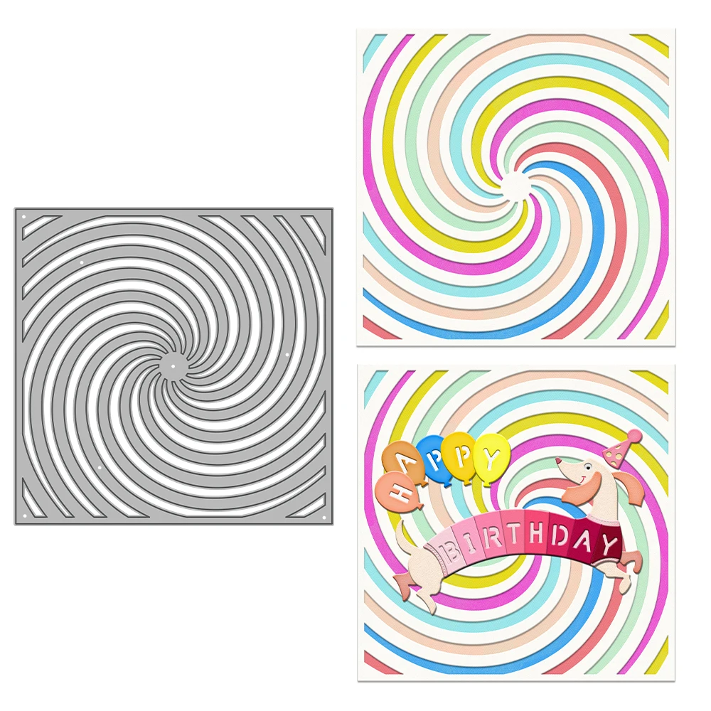 Swirl Vortex Square Background Metal Cutting Dies Scrapbooking Card Making Craft