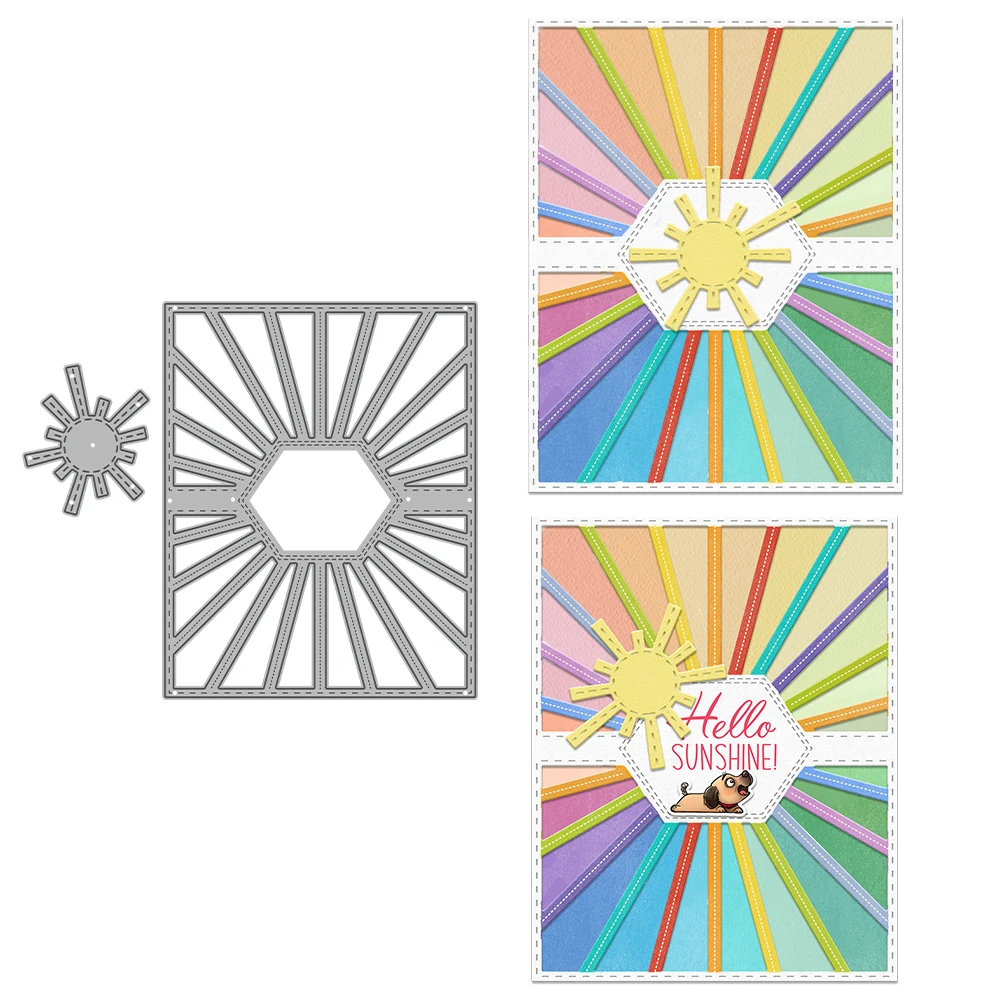 Hexagon Laser Ray Burst Background Metal Cutting Dies Scrapbooking Card Craft