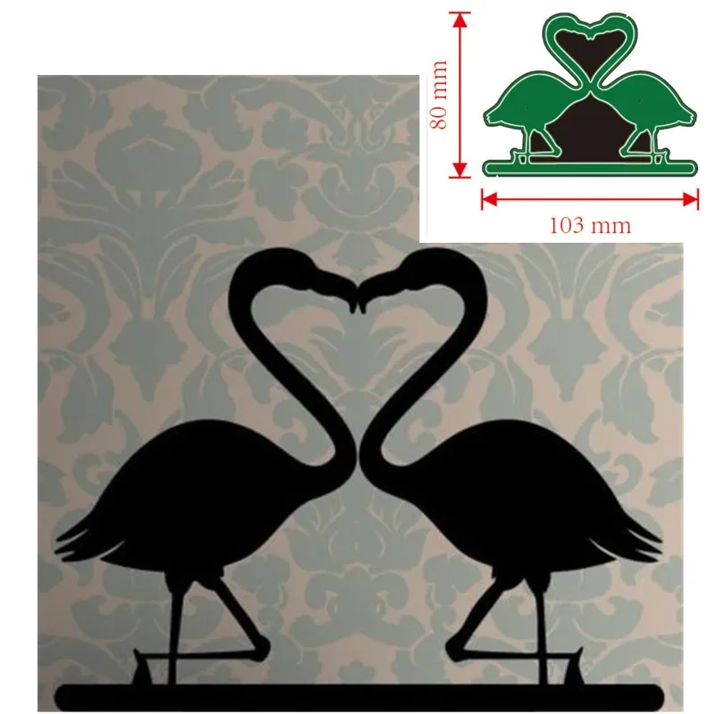 Flamingos Kissing Heart Metal Cutting Dies Scrapbooking Card Making Craft
