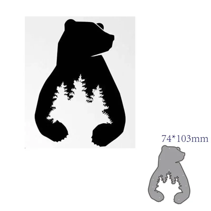 Standing Bear Hugging Trees Metal Cutting Dies Scrapbooking Card Making Craft