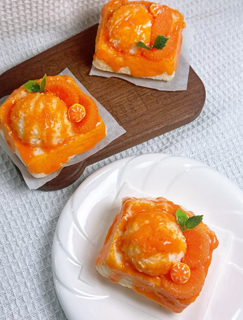 Orange Ice Cream Toast Squishy Squeezable Nervous Anxiety Relieve Fidget Toys