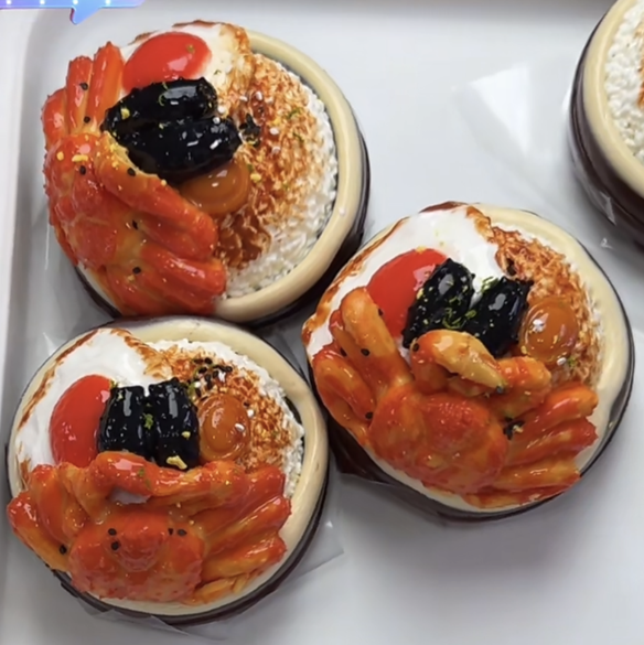 Fried Crab Egg Rice Food Taba Squishy Squeezable Stress Relief Fidget Toy 1pc