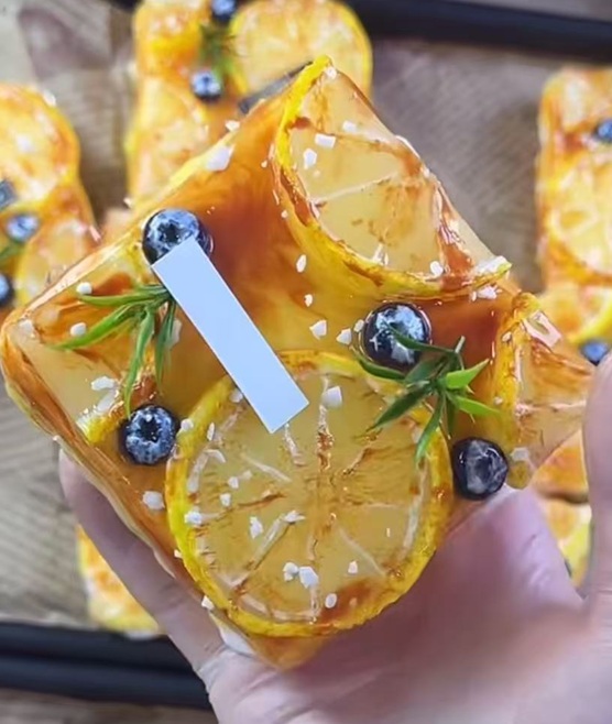 Lemon Blueberry Puff Pastry Food Taba Squishy Stress Relief Sensory Fidget Toy
