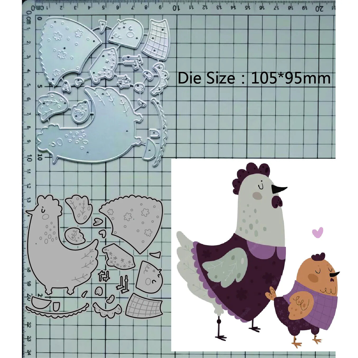 Chicken Baby Chick Wearing Suit Metal Cutting Dies Scrapbook Card Craft