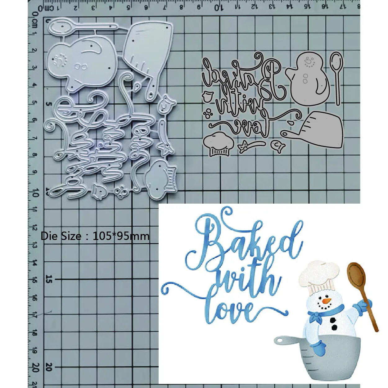 Christmas Snowman in Measuring Cup Baked With Love Metal Cutting Dies Card Craft