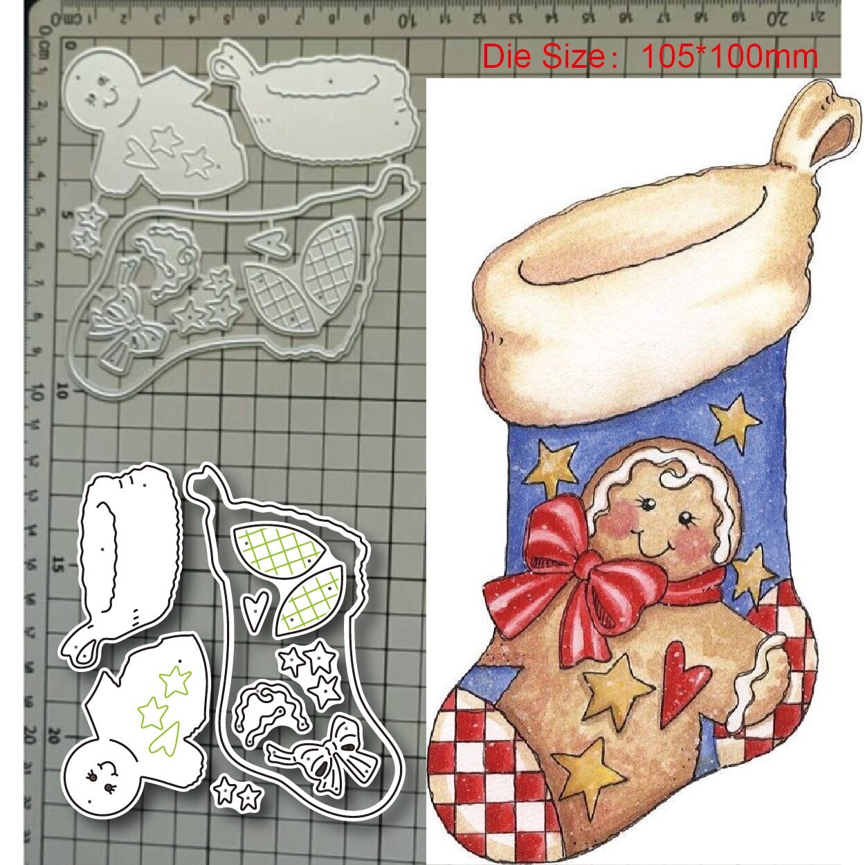 Christmas Stocking Gingerbread Man Metal Cutting Dies Scrapbooking Card Craft