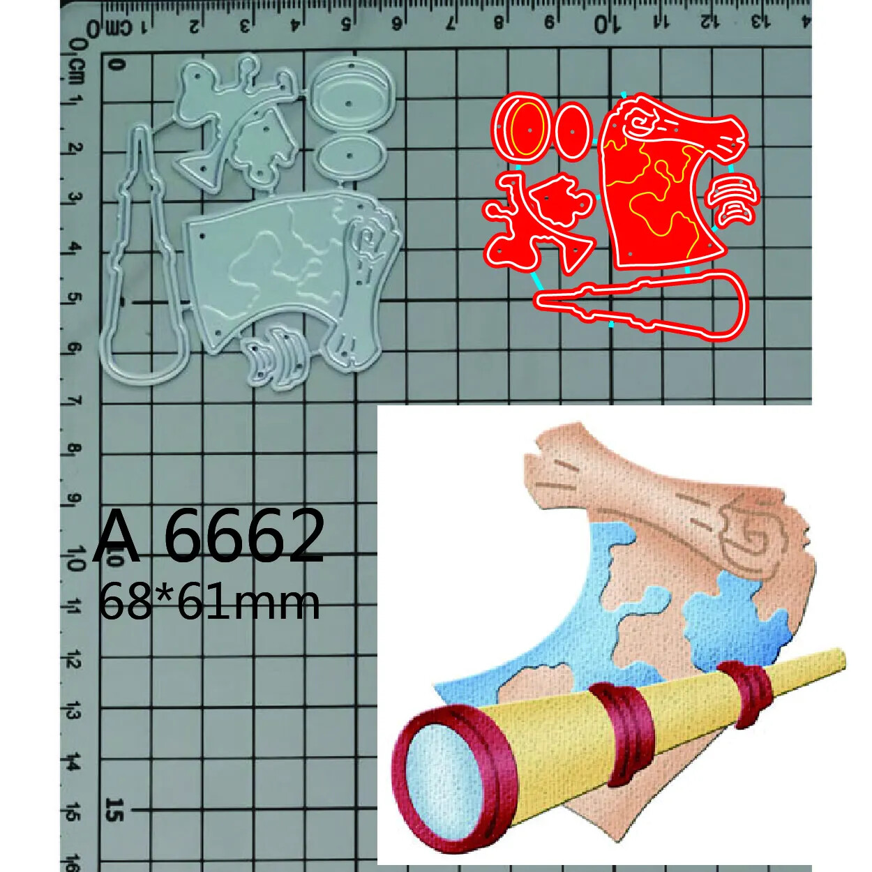 Paper Treasure Map Telescope Metal Cutting Dies Scrapbooking Card Craft